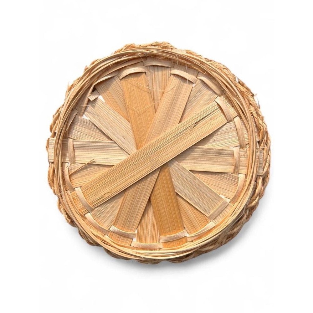 Wicker Basket Cottagecore Natural Reed Handle Boho Farmhouse Rustic Retro Decor - Picture 4 of 5